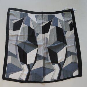 NWT Womens Tina Demel Gray, Black Design Scari Silk Square Scarf